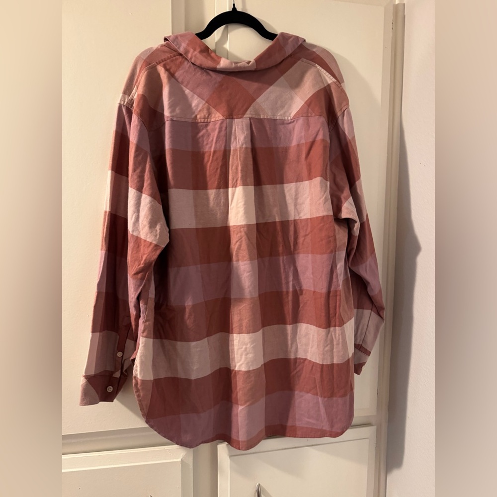 Ava & Viv Casual Plaid Shirt - Pink and White NWT - Picture 2 of 4